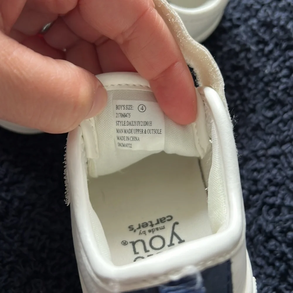 Carters just one you blue and white sneakers, size 4